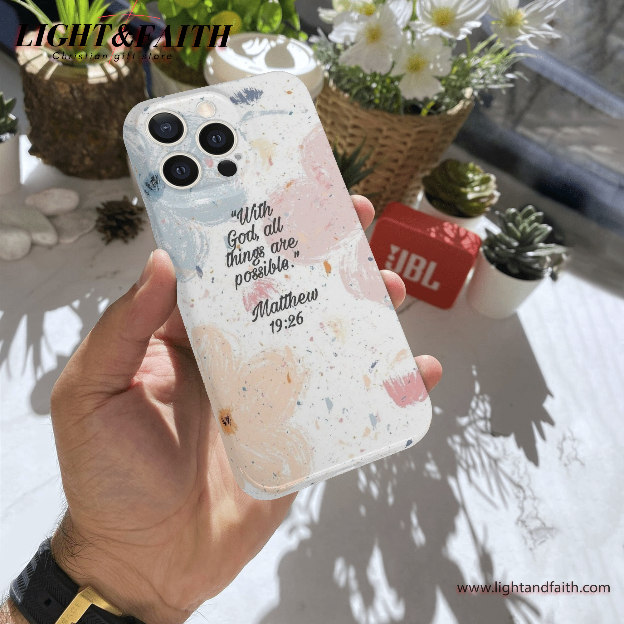 With God, all things are possible - Matthew 19:26 Phone Case, Christian Phone Case, Bible Verse Phone Case, Religious Gift, PCLAF54